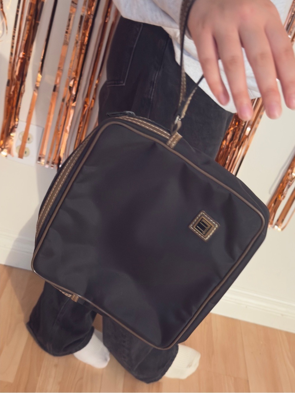 Dunhill Black Toiletry Bag with Brown Trim